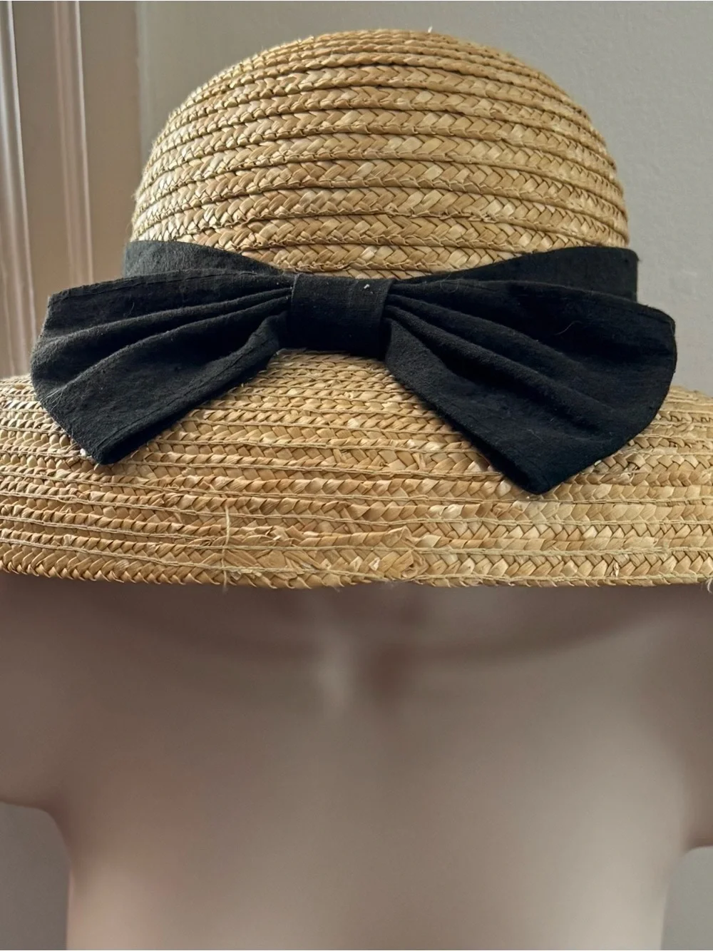 I Shalom Co 100% Straw Sun Hat with Black Bow beach summer vacation rodeo casual